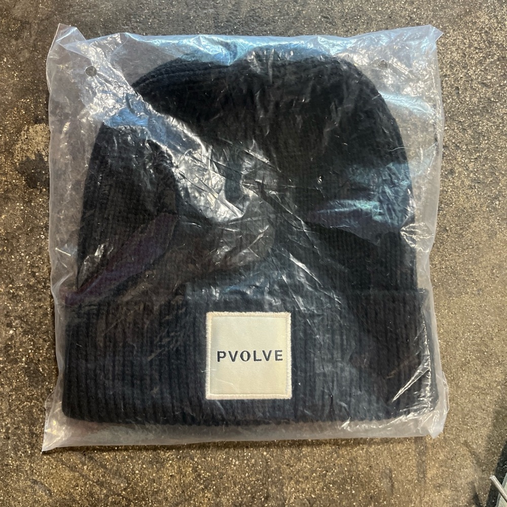 PVOLVE Black Ribbed Knit Beanie Limited Edition Rare NWT New In Bag